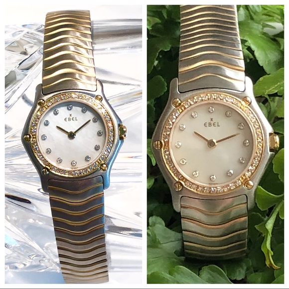 EBEL Wave Diamond 2 Tone Bracelet 18K YG/SS Watch - Picture 6 of 16